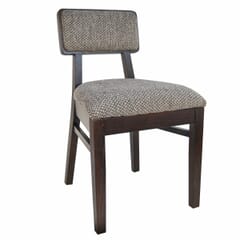 Fully Upholstered Solid Wood Square Back Restaurant Chair in Walnut