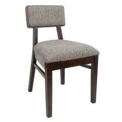 Fully Upholstered Solid Wood Square Back Restaurant Chair in Walnut