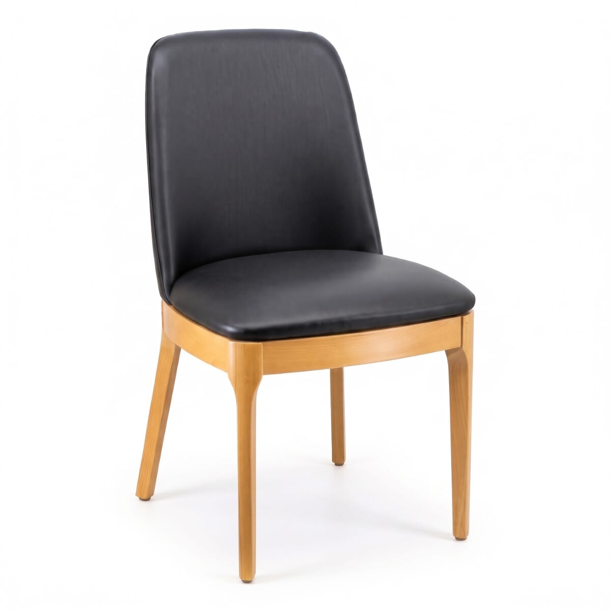 Quick Ship Fully Upholstered Townsend Solid Wood Restaurant Chair in Black Vinyl