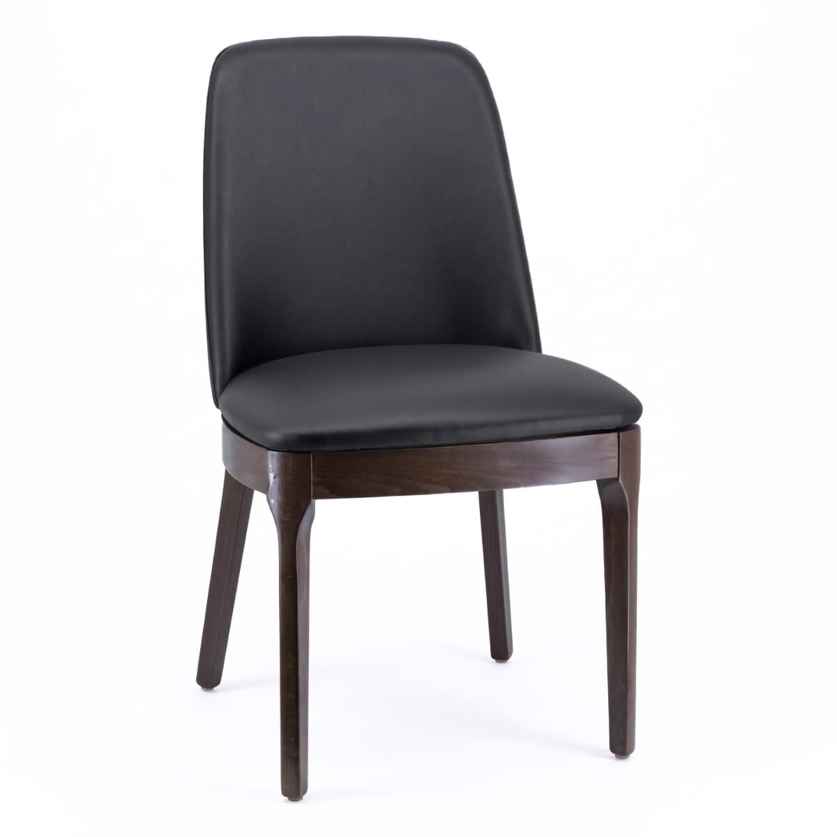 Quick Ship Fully Upholstered Townsend Solid Wood Restaurant Chair in Black Vinyl