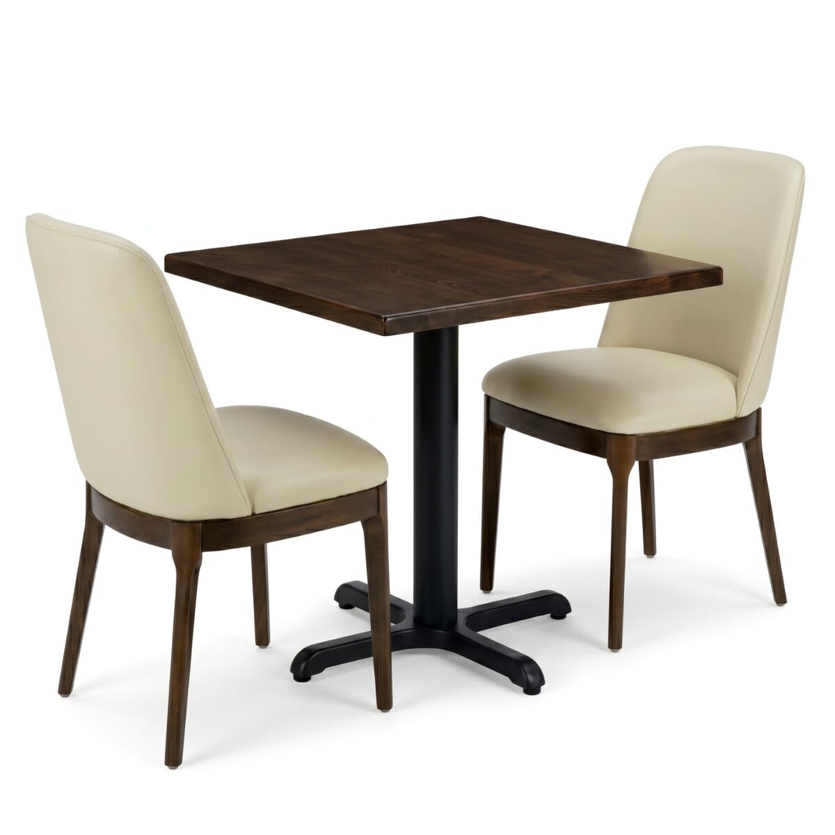 2-Seat Townsend Walnut Restaurant Set with Upholstered Chairs