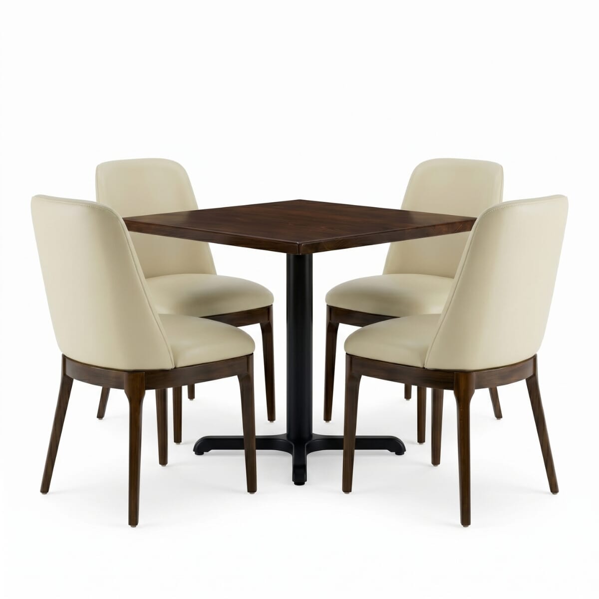4-Seat Townsend Walnut Restaurant Set with Upholstered Chairs