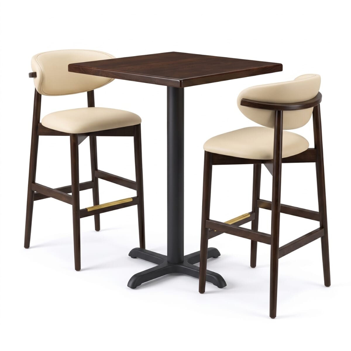 2-Seat Ruby Walnut Bar-Height Restaurant Set with Beech Top
