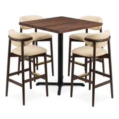4-Seat Ruby Walnut Bar-Height Restaurant Set with Beech Top