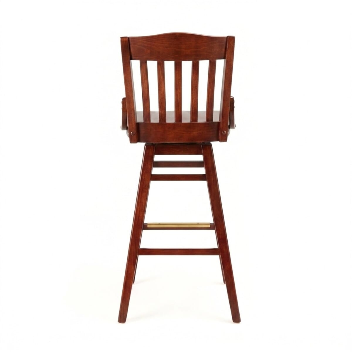 Solid Wood Schoolhouse Restaurant Bar Stool in Dark Mahogany With Swivel Seat