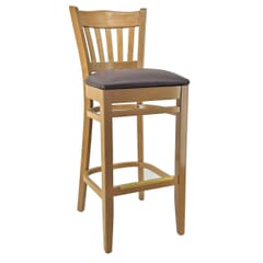 Solid Wood Arched Vertical-Back Commercial Bar Stool in Natural