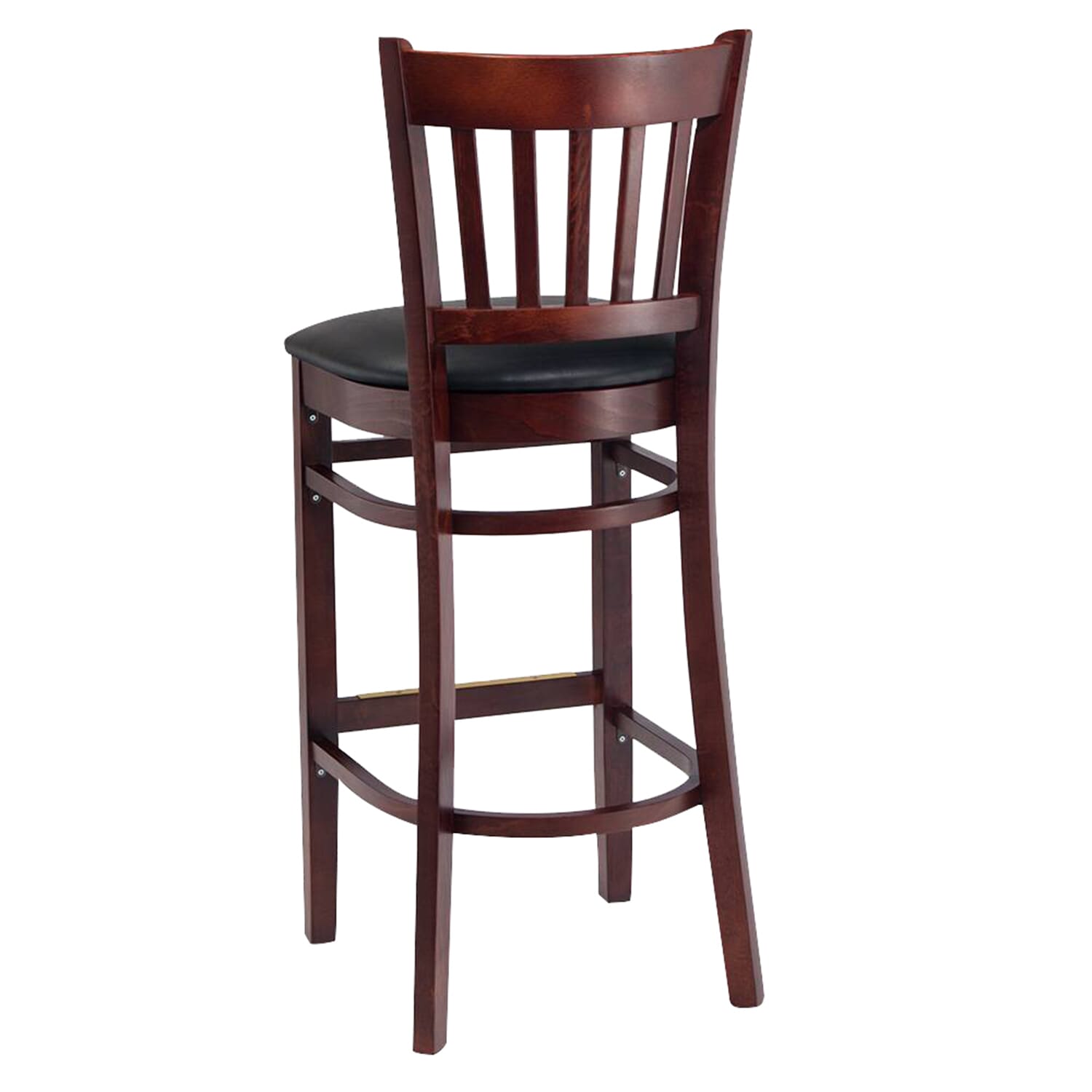 Walnut Wood Vertical Back Commercial Bar Stool with Upholstered Seat