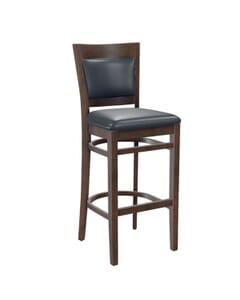 Walnut Wood Easton Commercial Bar Stool with Black Vinyl Seat & Back (front)
