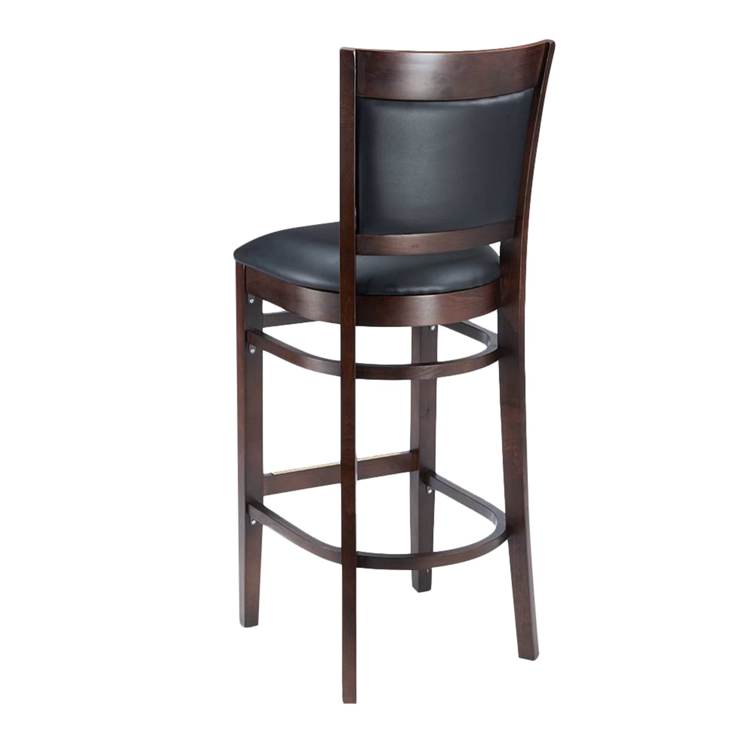 Walnut Wood Easton Commercial Bar Stool with Black Vinyl Seat & Back