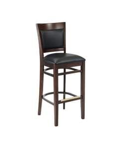 Walnut Wood Easton Commercial Bar Stool with Black Vinyl Seat & Back (front)