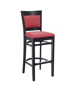 Black Wood Finish Easton Commercial Bar Stool with Upholstered Seat & Back (front)