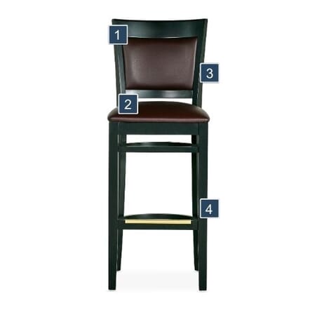 Black Wood Finish Easton Bar Stool Features
