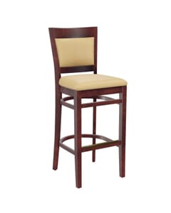 Dark Mahogany Wood Finish Easton Commercial Bar Stool with Upholstered Seat & Back (front)