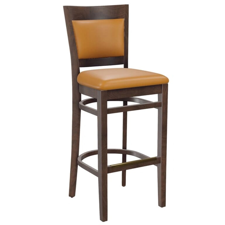 Brown Restaurant Bar Stool with Upholstered Seat - Main Image