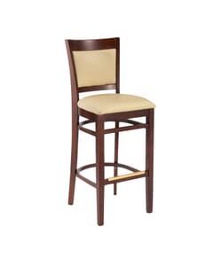 Dark Mahogany Wood Finish Easton Commercial Bar Stool with Upholstered Seat & Back (front)