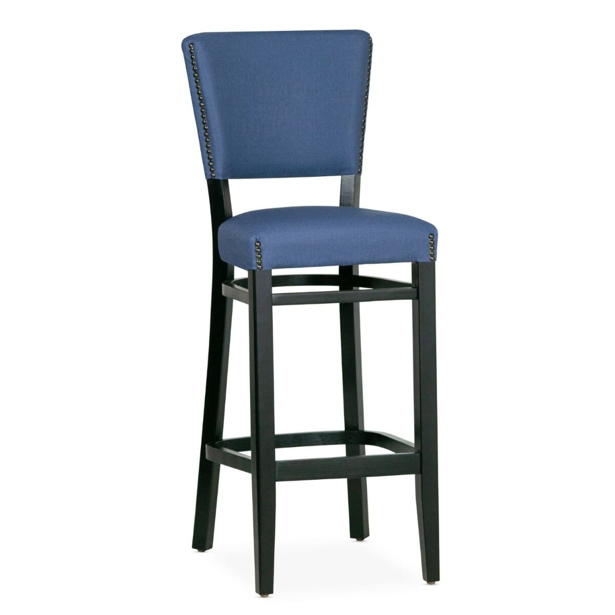 Fully Upholstered Black Beech Wood Bennett Restaurant Bar Stool