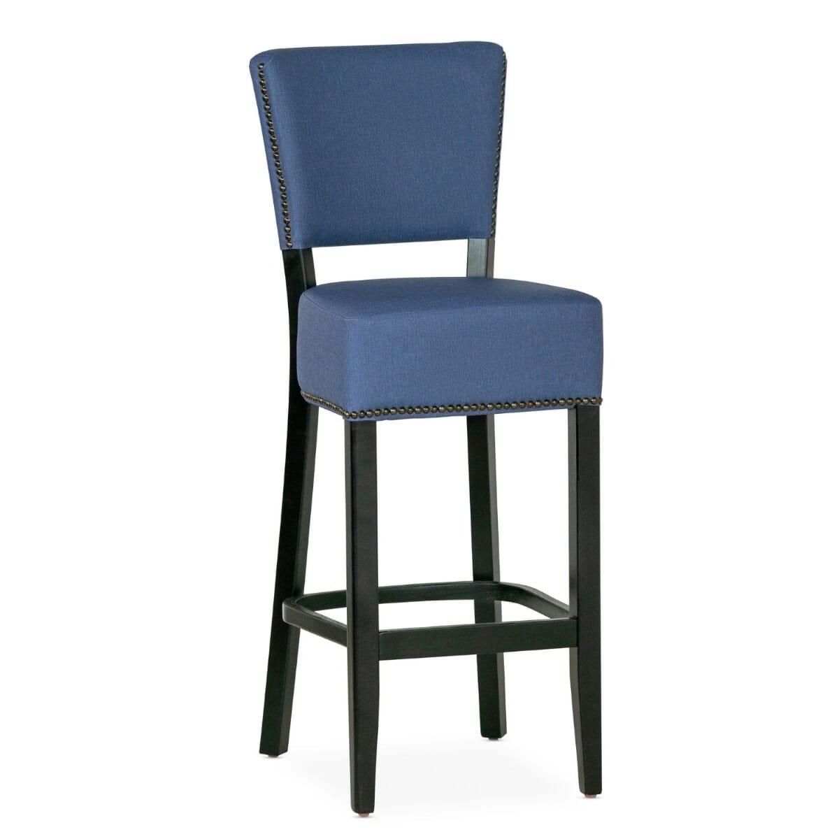 Fully Upholstered Black Custom Faux-Leather Commercial Dining Bar Stool
