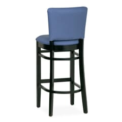 Fully Upholstered Black Beech Wood Restaurant Bar Stool with Custom Vinyl