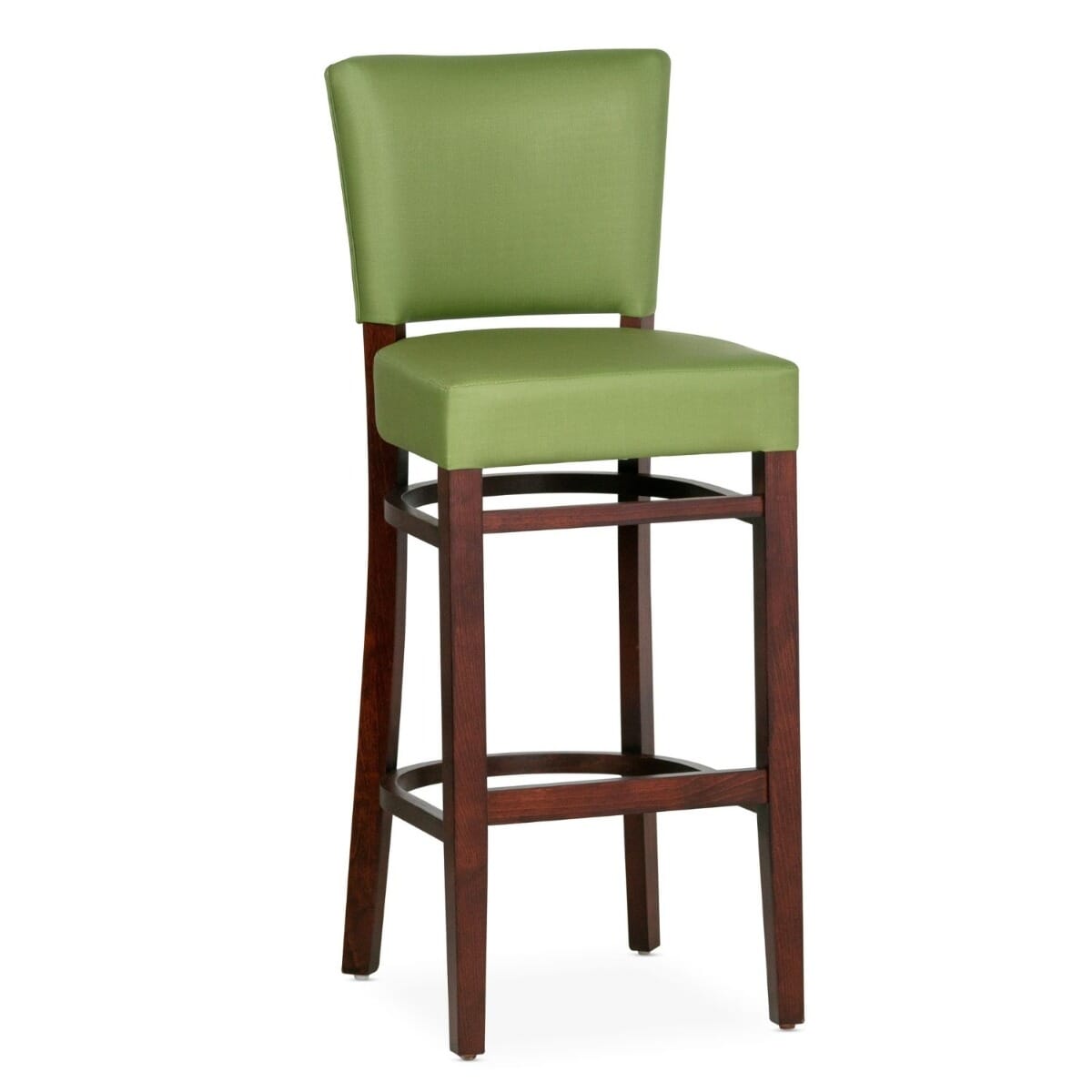 Upholstered Beech Wood Bennett Restaurant Bar Stool w Custom Vinyl