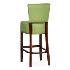Fully Upholstered Dark Mahogany Custom Faux-Leather Commercial Dining Bar Stool