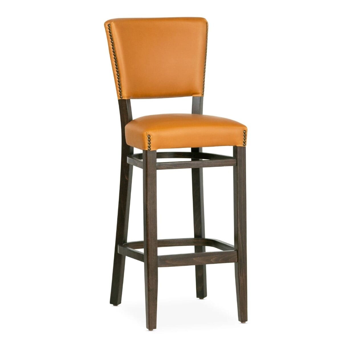 Fully Upholstered Walnut Beech Wood Bennett Restaurant Bar Stool