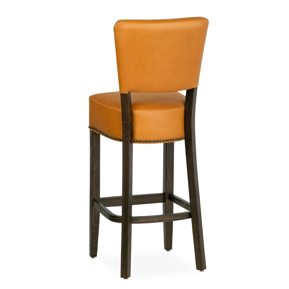 Fully Upholstered Walnut Custom Faux-Leather Commercial Dining Bar Stool