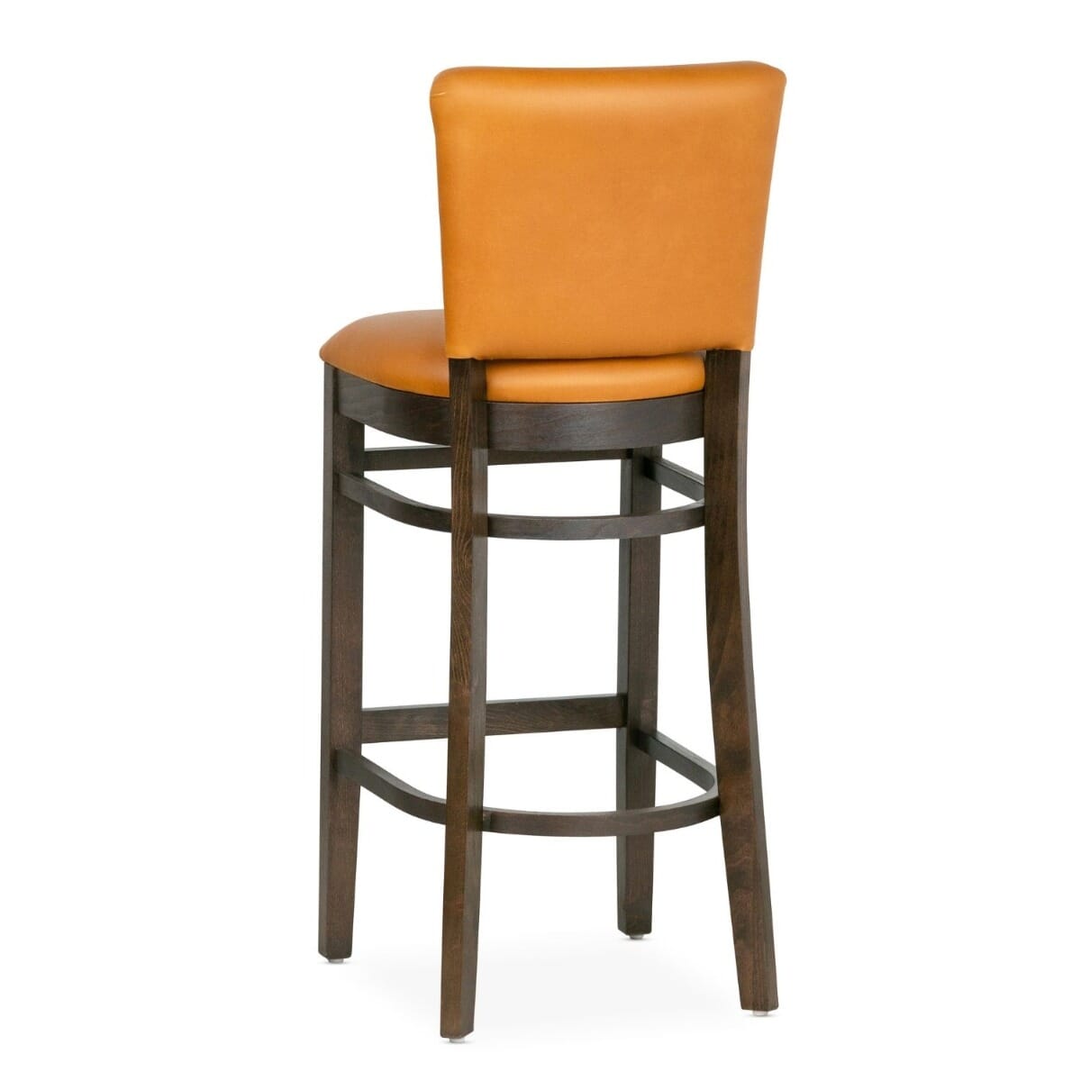 Fully Upholstered Walnut Beech Wood Restaurant Bar Stool with Custom Vinyl