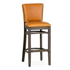 Fully Upholstered Walnut Beech Wood Restaurant Bar Stool with Custom Vinyl