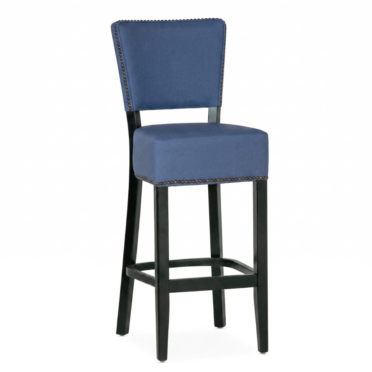 Fully Upholstered Black Custom Faux-Leather Commercial Dining Bar Stool