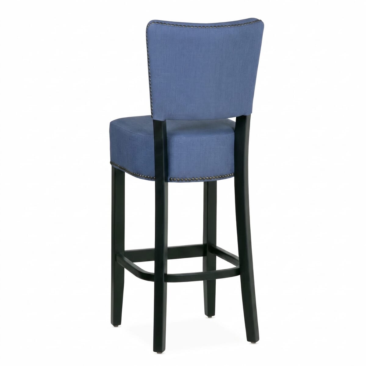 Fully Upholstered Black Custom Faux-Leather Commercial Dining Bar Stool