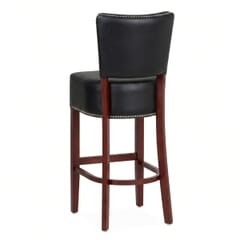 Fully Upholstered Dark Mahogany Custom Faux-Leather Commercial Dining Bar Stool