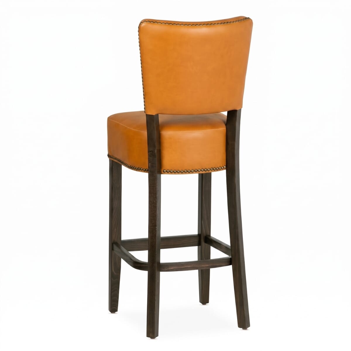 Fully Upholstered Walnut Custom Faux-Leather Commercial Dining Bar Stool