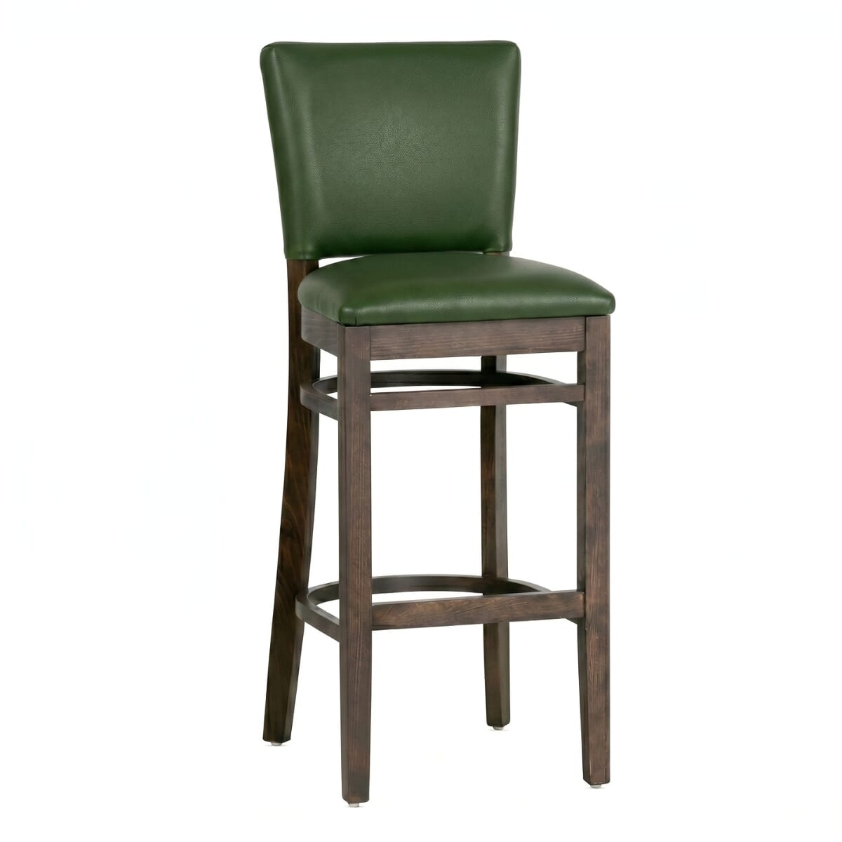 Fully Upholstered Walnut Beech Wood Restaurant Bar Stool with Custom Vinyl