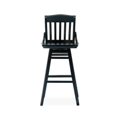 Solid Wood Schoolhouse Restaurant Bar Stool in Black With Swivel Seat