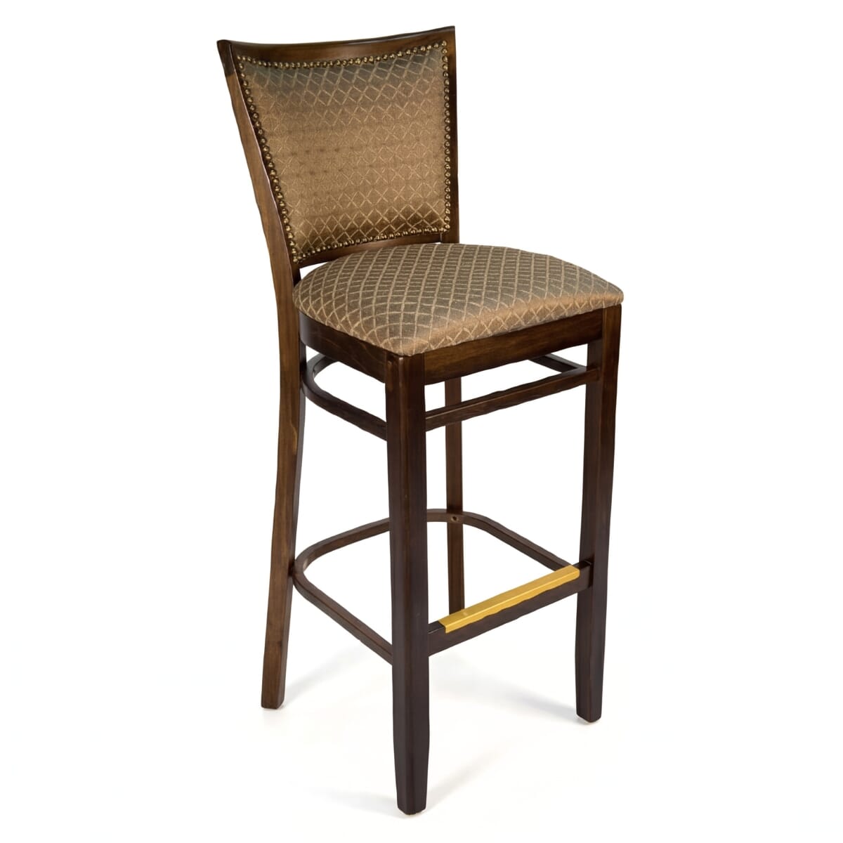 Fully Upholstered Solid Wood Restaurant Side Bar Stool with Nailhead Trim