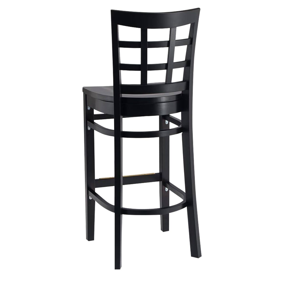 Dark Mahogany Wood Lattice Back Restaurant Bar Stool