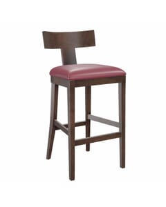 Front View - Espresso Brown T-Back Bar Stool With Upholstered Seat