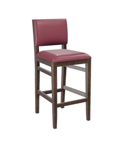 Walnut Wood Connor Restaurant Bar Stool with Upholstered Back and Seat (Front)