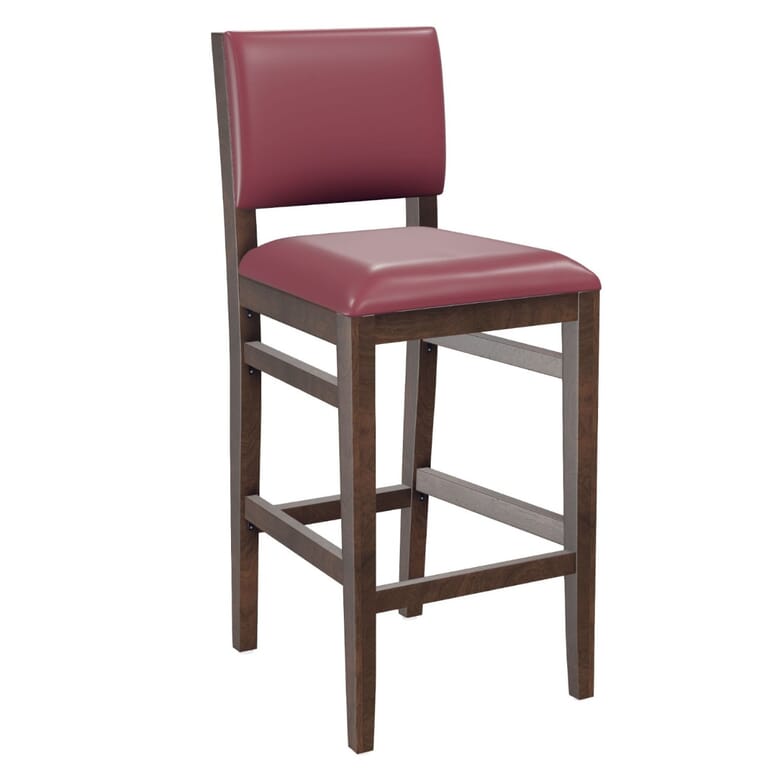 Restaurant Bar Stool Fully Upholstered Walnut Wood