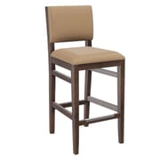 Walnut Wood Connor Restaurant Bar Stool with Upholstered Back and Seat (Front)