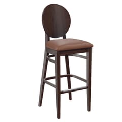 Espresso Wood Round Back Restaurant Bar Stool with Upholstered Seat
