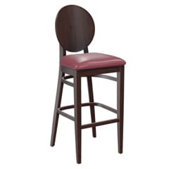 Espresso Wood Round Back Restaurant Bar Stool with Upholstered Seat