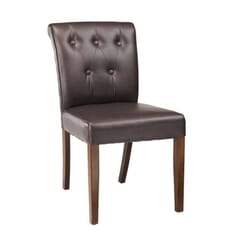 Fully Upholstered Lotus Chair with Black Tufted Back Upholstery in Dark Mahogany