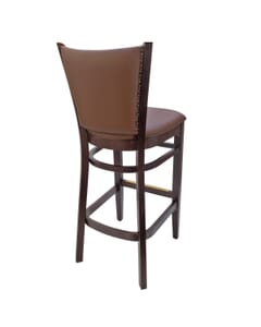 Fully Upholstered Solid Beechwood Restaurant Bar Stool with Nailhead Trim