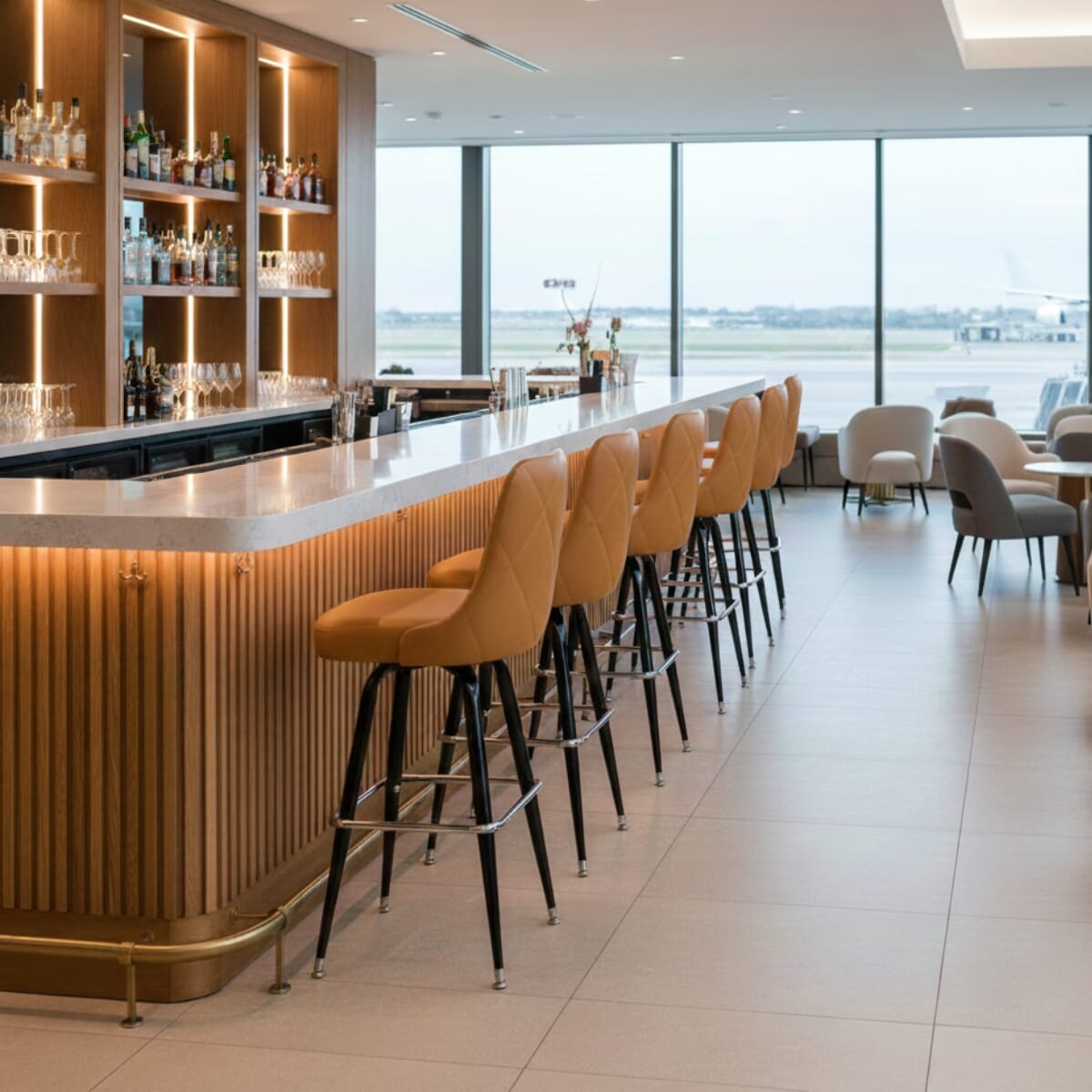 Finn Metal Restaurant Bar Stool with Upholstered Seat