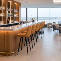 Finn Metal Restaurant Bar Stool with Upholstered Seat