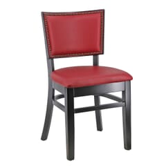 Black Solid Wood Square Back Restaurant Chair with Nailhead Trim
