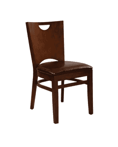 European Beechwood Commercial Chair with Upholstered Seat in Walnut  (Front)