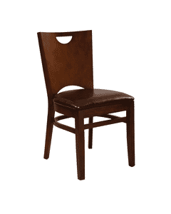 European Beechwood Commercial Chair with Upholstered Seat in Walnut  (Front)