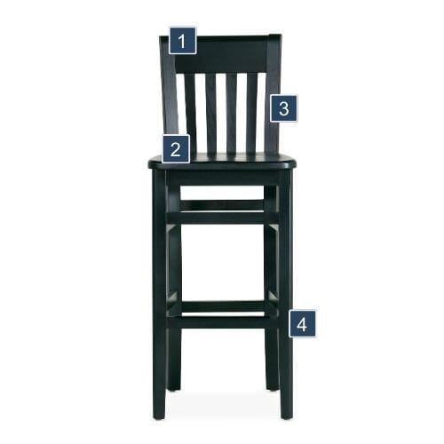Black Curved Back Bar Stool Features